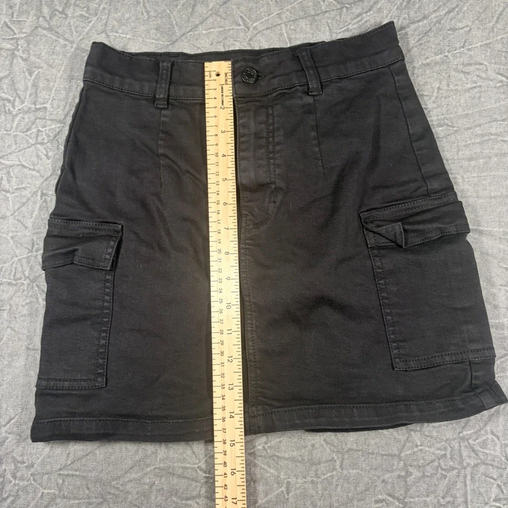 PacSun Cargo Skirt Women 27 Black Mini Utility Pockets High Waisted Cotton Blend
